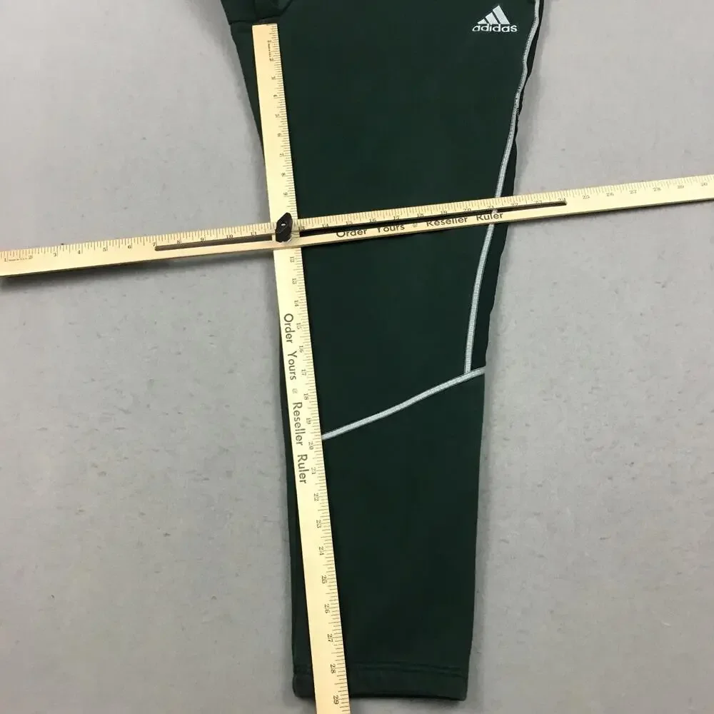 Adidas Pants Men XL Green Track Pants Fleece Lined Side Stripe Slim XL